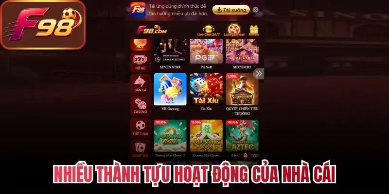 Nhiều thành tựu hoạt động của nhà cái