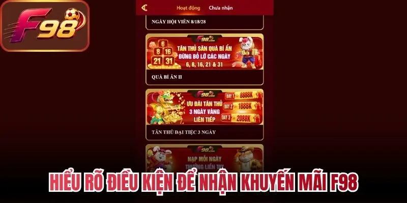 Hiểu rõ điều kiện để nhận khuyến mãi F98